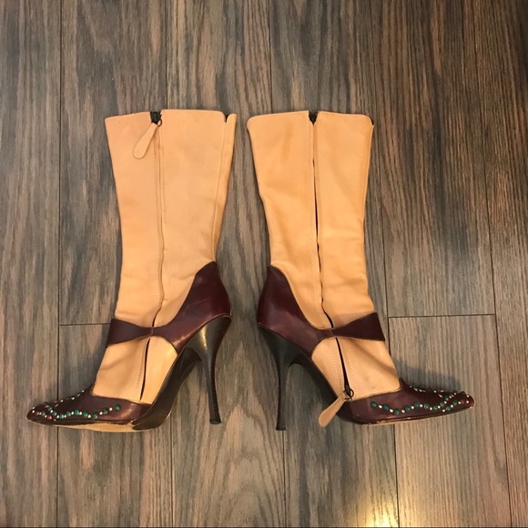 🎉9x HP🎉 Vicini Giuseppe Zanotti Leather Studded Designer Boots - Picture 2 of 8